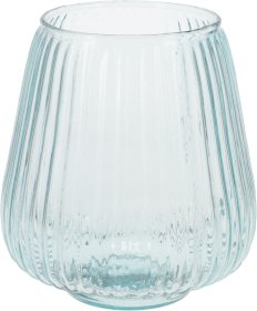 Vaza, stiklas, melsvos sp., 16,5 x 16,5 x 19 cm