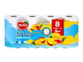 Tualetinis popierius RUTA Pure White Deluxe Mango, 8 rul, 3 sl.