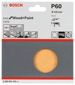 Šlifavimo lapelių rinkinys BOSCH, D 125 mm, K 60, 10 vnt.