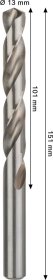 Grąžtas metalui BOSCH HSS-G, DIN 338, 13 × 101 × 151 mm