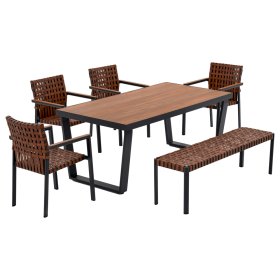 Lauko baldų komplektas ESTI ESTA Texas, stalas 180 x 95 x 74 cm, 4 kėdės 56,5 x 62 x 85 cm, suolas 150 x 40 x 74 cm