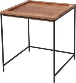 Metalinis staliukas mediniu stalviršiu, juodos sp., 35,5 x 35,5 cm, aukštis 35,7 cm