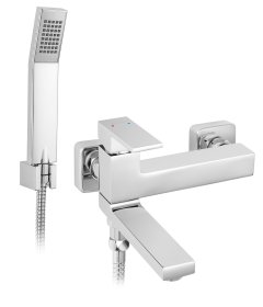 Vonios maišytuvas FERRO Staccato, su lankstomu snapu, dušo komplektu, chromuotas, BSD11R