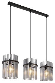 Pakabinamas šviestuvas GLOBO Gorley, 3 x E27, 60W, 230V, reguliuojamas aukštis, juodas kabelis PVC, 800x200x1400 mm, 15698-3H