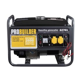 Benzininis generatorius PROBUILDER, nominali galia 2,6 kW, maksimali 2,05 kW, degalų bako talpa 4 l