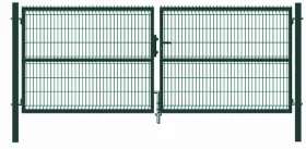 Dvigubi varstomi sodo vartai HERVIN GARDEN, su 3D panelės užpildu, metaliniai, dažyti, žalia spalva, 400x153 cm