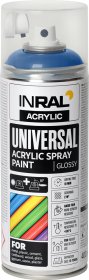 Aerozoliniai dažai INRAL ACRYLIC UNIVERSAL, 400 ml, gencijono mėlyna, blizgi, RAL5010