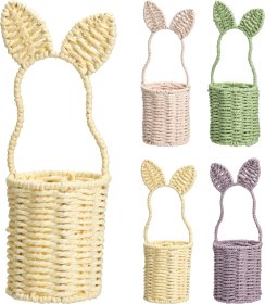 Velykinis pintas krepšelis, su zuikio ausimis, 11 x 30 cm, 4 skirtingų sp.