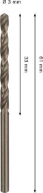Grąžtas metalui BOSCH HSS-Co, DIN 338, 3 × 33 × 61 mm