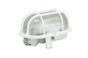 Specialiųjų patalpų šviestuvas PAWBOL, IP44, E27, 60 W, 220-240V, plastikas/stiklas, ovalus, su plastikinėm grotelėm, baltos spalvos, D.3151