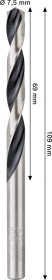 Grąžtas metalui BOSCH PointTeQ, 7,5 x 69 x 109 mm, 1 vnt.
