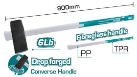 Skaldymo kirvis stiklo pluošto rankena TOTAL THT78206D, 900mm, 45CS, 2, 7kg