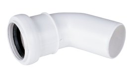 Vidaus nuotekų alkūnė AQUER PP, d40/90, balta sp.