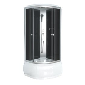 Dušo kabina ET-6024 GCH, 90 x 90 cm, ketursienė, pusapvalė, 4 mm tonuotas stiklas, matinis profilis, 43 cm gilus padėklas    