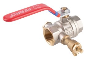Pilno pralaidumo rutulinis ventilis FERRO Power, su drenažu, rankiniu nuorintuvu ir kamščiu ilga rankena, vidus-vidus, 1/2", KFPW1, KFPW1
