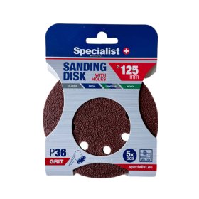 Šlifavimo diskas SPECIALIST+, su skylėmis, P36, 125 mm, 5 vnt.