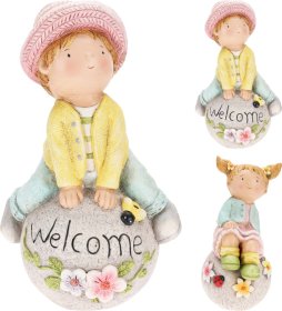 Sodo dekoracija Vaikai, ant akmens, 2 skirtingų dizainų, 25 x 20 x 42 cm.