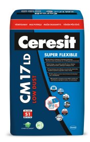 Plytelių klijai CERESIT CM17 LD SUPER FLEXIBLE Low Dust, C2 TE S1, vidaus ir išorės darbams, 25 kg