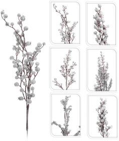 Dekoratyvinė šakelė su uogomis, 74 cm, baltos sp., skirtingų rūšių