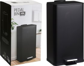 Pedalinė šiukšliadėžė, 30 l, 33 x 31 x 60,7 cm, juodos spalvos