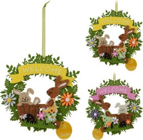 Dekoracija Velykinis vainikas, 19 cm, 2 skirtingos sp.