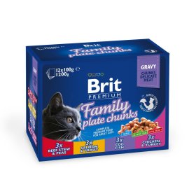 Konservuotas kačių ėdalas Brit Premium, konservų rinkinys, 12x100g