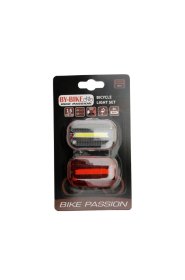 Dviračio žibintų komplektas BY BIKE THREE, 2 režimai, 2 vnt., su baterijomis