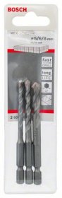 Grąžtų stiklui ir plytelėms komplektas BOSCH HEX-9 Ceramic, 5; 6; 8 mm