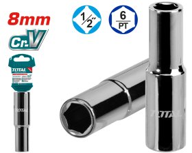 Šešiakampė prailginta galvutė TOTAL, 1/2", 50BV30, 8 mm, ilgis 76 mm, THTST12083L