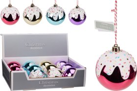 Eglutės žaisliukas, su glajumi ir pabarstukais, 4 skirtingos sp., skersmuo 8 cm