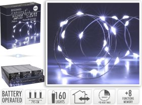 LED girlianda, 160 lempučių, baltos sp., ilgis 8 m, IP44