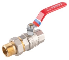 Pilno pralaidumo rutulinis ventilis FERRO Power, ilga rankena, vidus-išorės, su veržiama jungtimi, 1 1/4", KFPS41, KFPS41