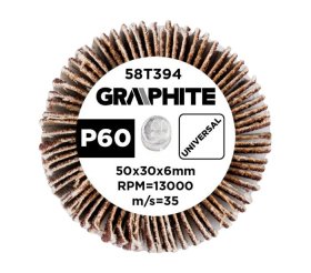 Žiedlapinis šlifavimo cilindras GRAPHITE, 50 x 30 x 6 mm, P60