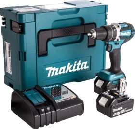 Akumuliatorinis gręžtuvas MAKITA DDF484RTJ, 18 V, 2x5,0 Ah Li-ion, 54/36 Nm, 1,6 kg, LED MAKPACK, neturintis šepetėlių variklis