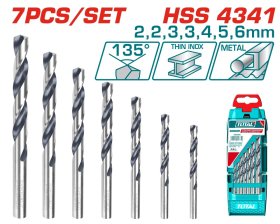 Grąžtų rinkinys metalui TOTAL, 7 vnt. HSS, (2, 3, 4, 5, 6 mm), TACSD0075