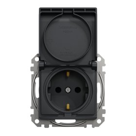 Kištukinis lizdas SCHNEIDER Sdd114023, SEDNA Design, 1 vietos, įleidžiamas, su įž., su dangteliu, antracito spalvos