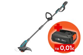 Akumuliatorinė žoliapjovė GARDENA PowerTrim 30/18V P4A Solo, pjovimo plotis: 30 cm, PowerBoost; Bump feed; 2.9 kg. Be akumuliatoriaus ir pakrovėjo.