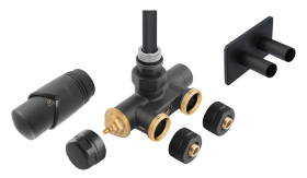 Dekoratyvinis termostatinis komplektas FERRO, rankš.džiovintuvui, vienvamzd./dvivamzd. sist., 50mm tarp ašių, antracito sp., ZTT30AT