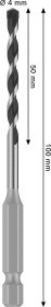 Universalus grąžtas BOSCH PRO, šešiakampiu kotu, 5,5 x 50 x 100 mm