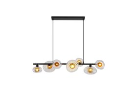 Pakabinamas šviestuvas SEARCHLIGHT Sunbeam, G9, 7 x 7W, 230V, skaidrus ir gintarinis raukšlėtas stiklas, 900 x 320 x 300 mm, maksimalus aukštis 1500 mm, 24123-7BK