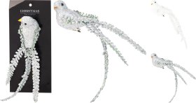 Kalėdinė dekoracija Paukštelis, 2 vnt., su segtuku, 2 skirtingos sp., 25 x 5 x 5 cm