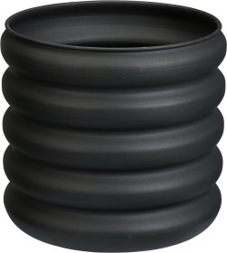 Lauko vazonas, metalinis, banguotas, juodos sp., 30 x 30 x 28 cm.