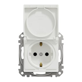 Kištukinis lizdas SCHNEIDER 10-1-Sdd111023, SEDNA Design, 1 vietos, įleidžiamas, su įž., su dangteliu, baltos sp., IP20, 16A 250V