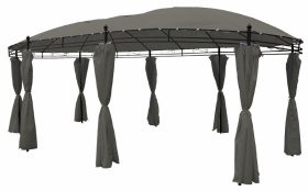 Sodo pavėsinė, ovali, 530 x 350 cm, aukštis 260 cm, šviesiai pilkos sp.