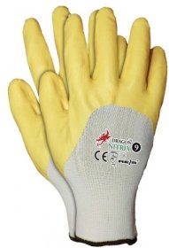 Nailoninės pirštinės NITRIX, aplietos nitrilu, geltonos, XXXL, 12 dydis