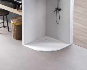 Dušo padėklas HARMONY Laut HAR-0115, 80 x 80 x 4,5 cm, akrilinis, pusapvalis R55, baltas