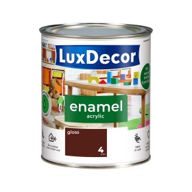Universali akrilinė emalė LUXDECOR, 0,75 l, (04) karšto šokolado spalvos, blizgus, vandens pagrindu