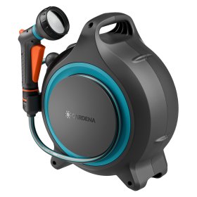 Nešiojama automatinė  sodo žarnos ritė GARDENA MoveMatic, komplekte 12,5 m, 8,5 mm skersmens žarnos, čiaupo jungtis ir laistymo pistoletas