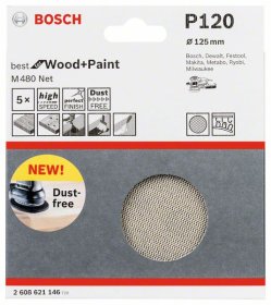 Šlifavimo tinklelis BOSCH M 480, 125 mm, G120, 5 vnt.