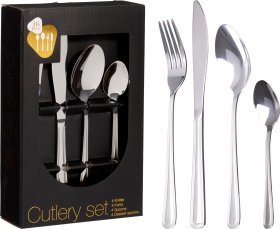 Stalo įrankių rinkinys, 16 vnt., nerūdijantis plienas, sidabro sp.